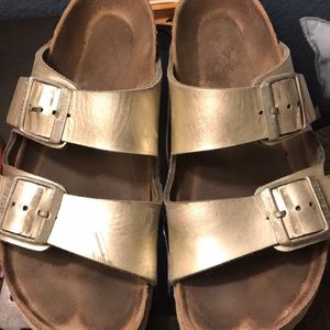Silver birkenstocks size 39; 8.5